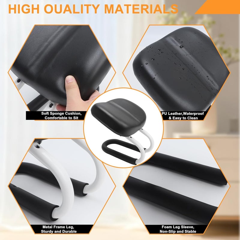 Engorgio Meditation Bench Black, Adjustable Height Meditation Chair, Kneeling Meditation Stool, Seiza Chair, Prayer Bench with Cushion for Home Studio Portable Non-Slip Yoga Stool. - Image 4